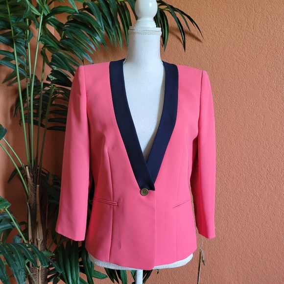 NWT Gianni Bini Lana Jacket Blazer Candy Shop Coral Pink Navy 8